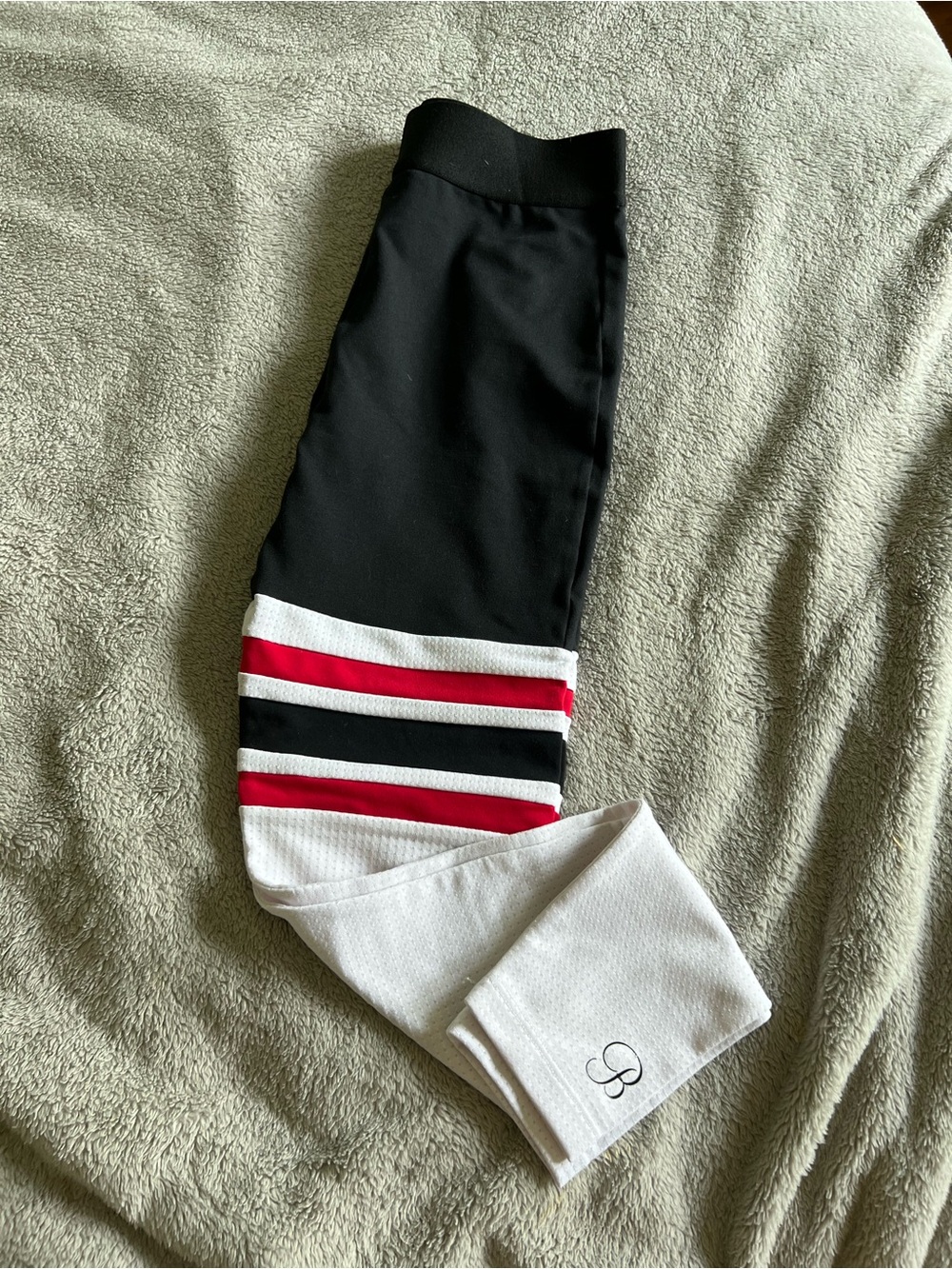 Bombshell Sportswear Red/White/Black Thigh High Leggings Small - Picture 2 of 5